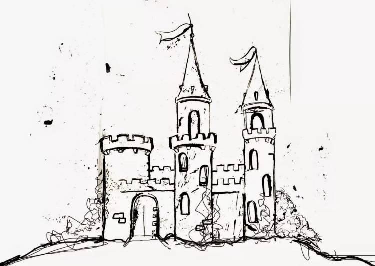 Старый замок рисунок легкий