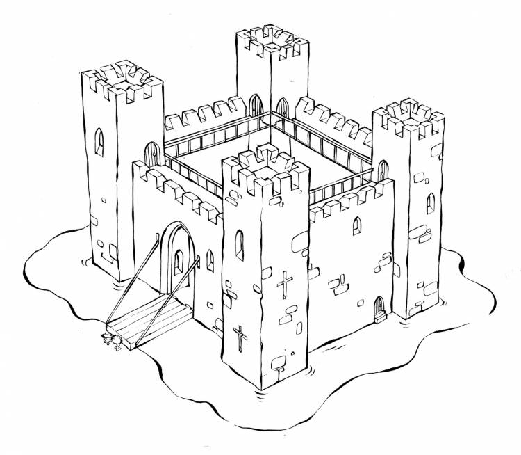 Средневековый замок рисунок поэтапно