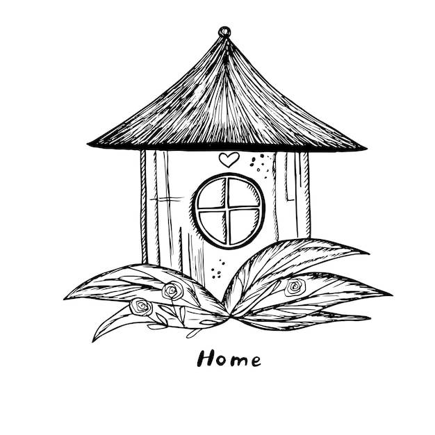 Дом-каракули сказочный детский рисунок сказочное природное жилище небольшой уютный дом