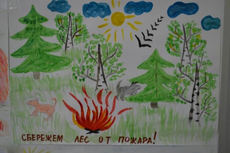 Рисунок пожар в лесу для детей