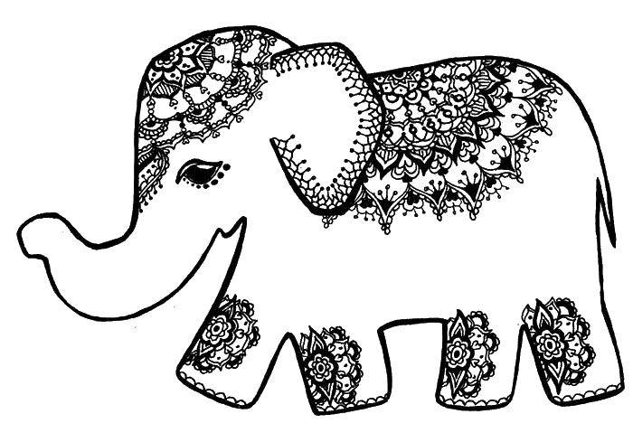 Индийский слон Раскраски антистресс бесплатно