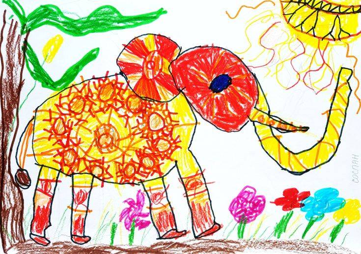Индийский слон детский рисунок in