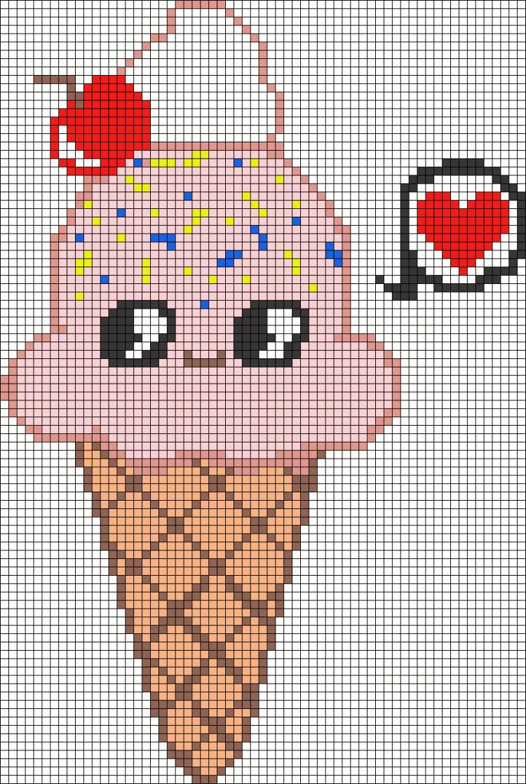 Рисунки по клеточкам «Мороженое» ☆