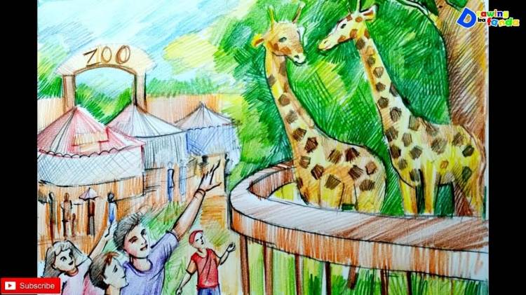Детские рисунки на тему зоопарк
