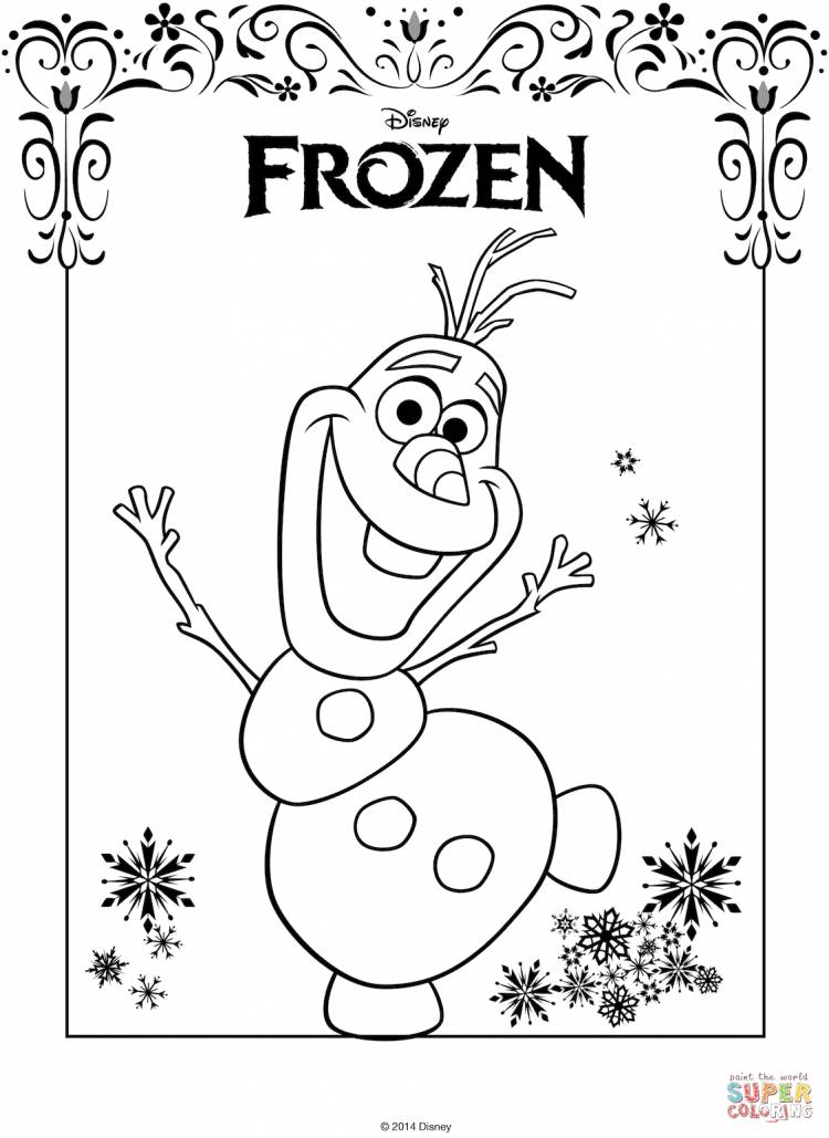 Раскраска Снеговик Олаф из мультфильма Холодное сердце