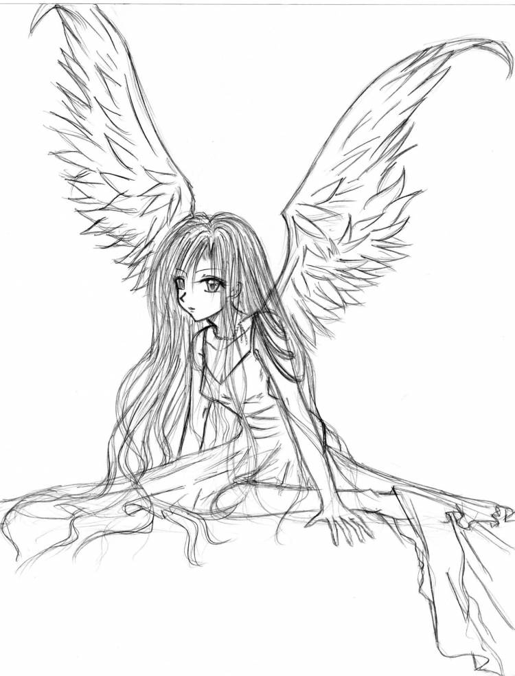 Лёгкий рисунок ангела для срисовки