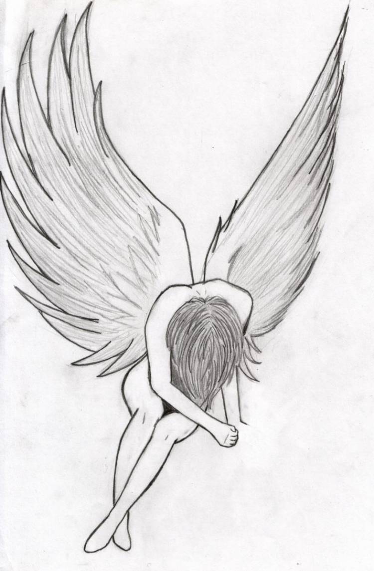 Рисунки для срисовки ангел легко