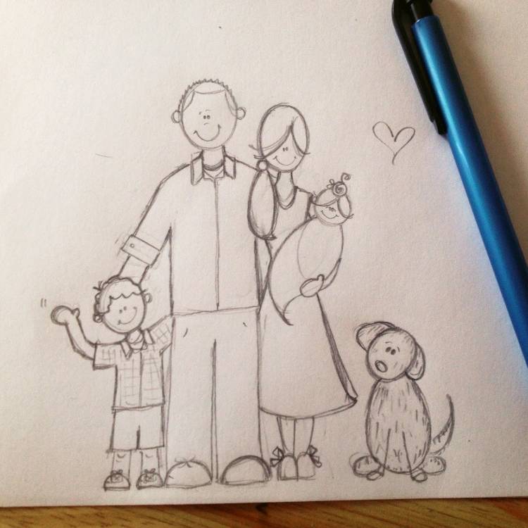 Семейный рисунок карандашом для начинающих
