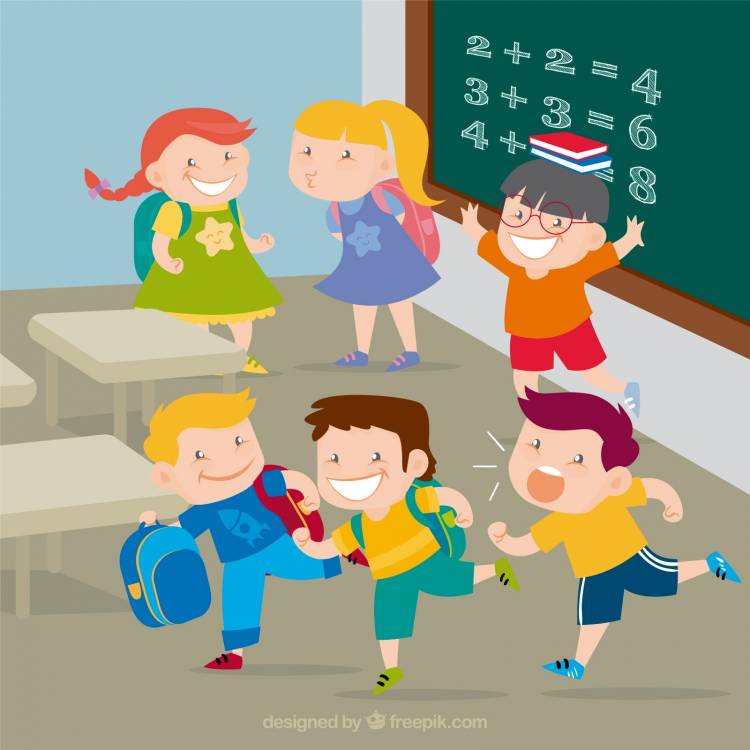 Рисунок дети на перемене в школе
