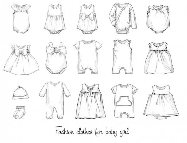 Эскизы моделей модной одежды для малышей