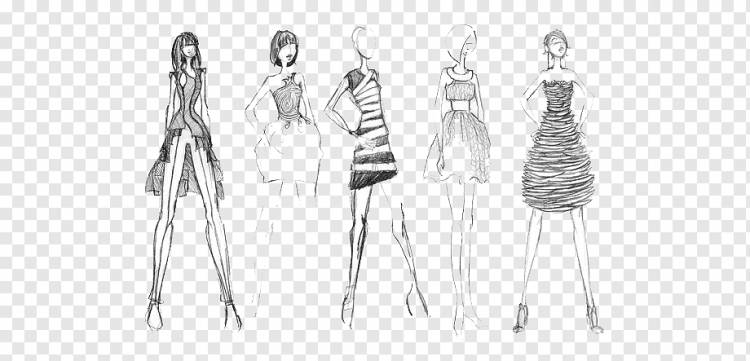 Мода Иллюстрация Рисование Дизайн одежды Эскиз, дизайн, карандаш, мода, монохромный png