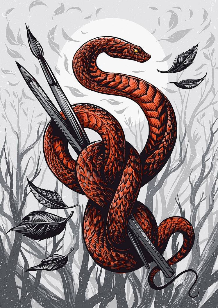 Арт рисунок змея 