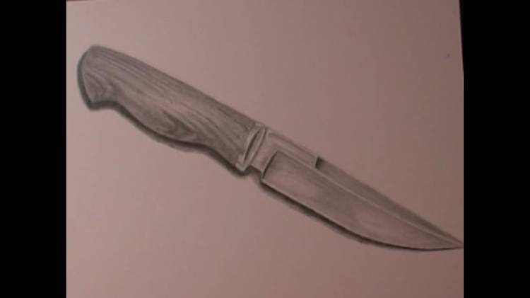 Рисуем пошагово нож простым карандашом