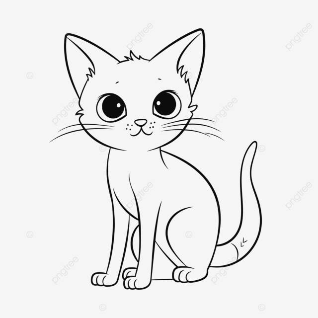 рисунок маленькая милая кошка раскраски наброски эскиз вектор PNG , рисунок кошки, рисунок крыла, рисунок кольца PNG картинки и пнг рисунок для бесплатной загрузки