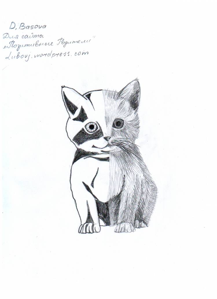 Как нарисовать котенка карандашом