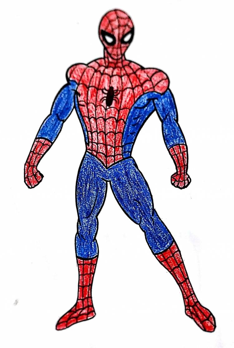 Человек паук рисунок детский