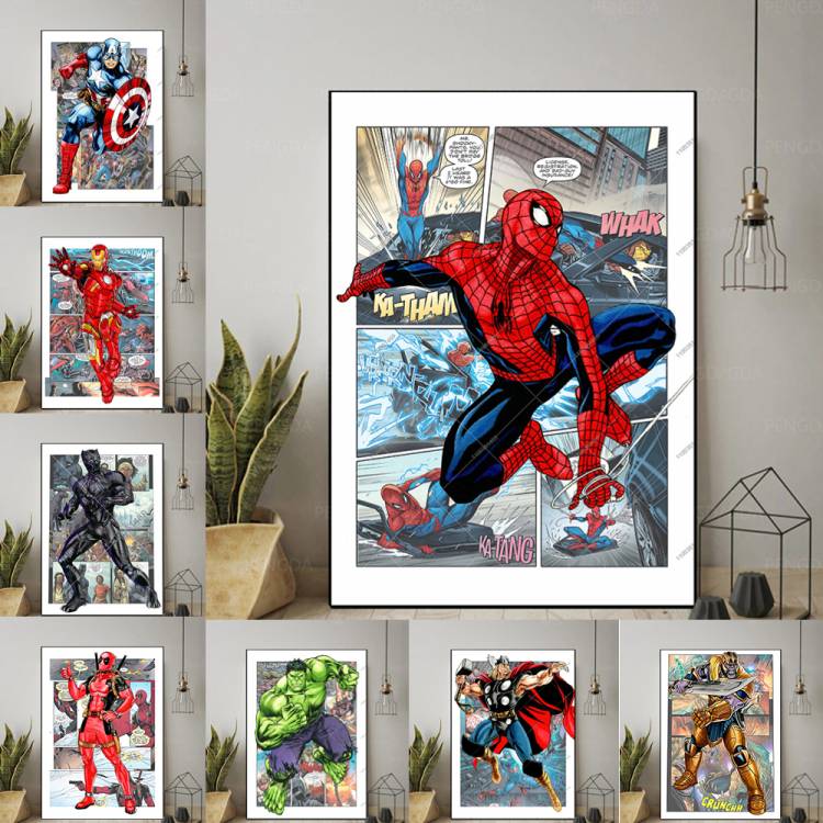 Marvel Фильм Мстители Холст плакат супергерой Человек-паук Железный человек картина на стену принты картина для детской спальни гостиной Декор
