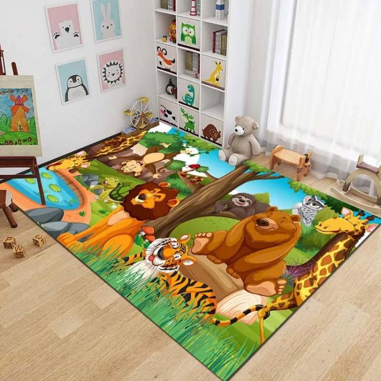 Детский ползучий коврик с рисунком животных, коврик для детей, игровой коврик, декор для детской комнаты, напольный коврик, противоскользящий ковер для спальни, подарок
