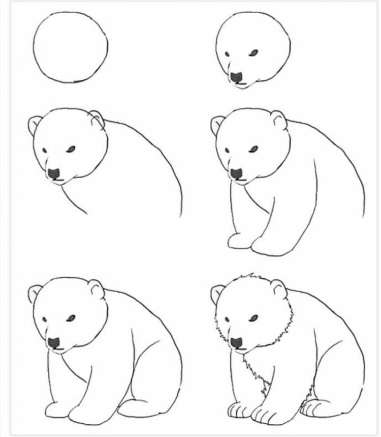 Детский рисунок медведя карандашом