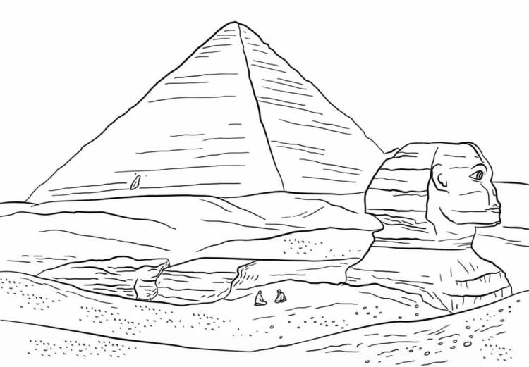 Раскраска Сфинкс и Пирамида Хеопса