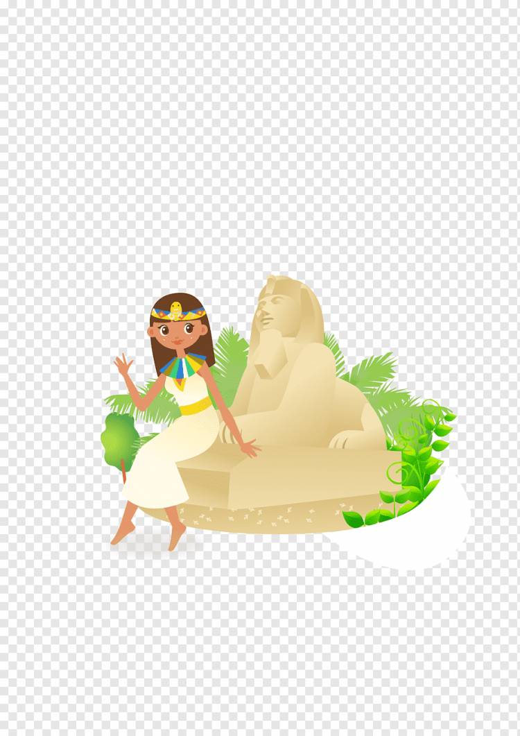 Великий Сфинкс Гизы Египетские пирамиды Древний Египет Иллюстрации шаржа, египетская девушка, ручная роспись, Акварельная живопись, ребенок, здание png