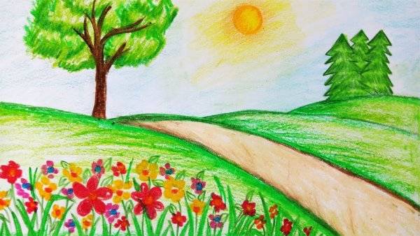 Картинки природа для детей нарисованные цветные 