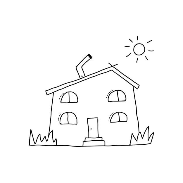 Деревенский двухэтажный дом с дымоходом