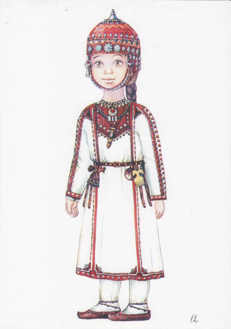 Марийский костюм рисунок для детей