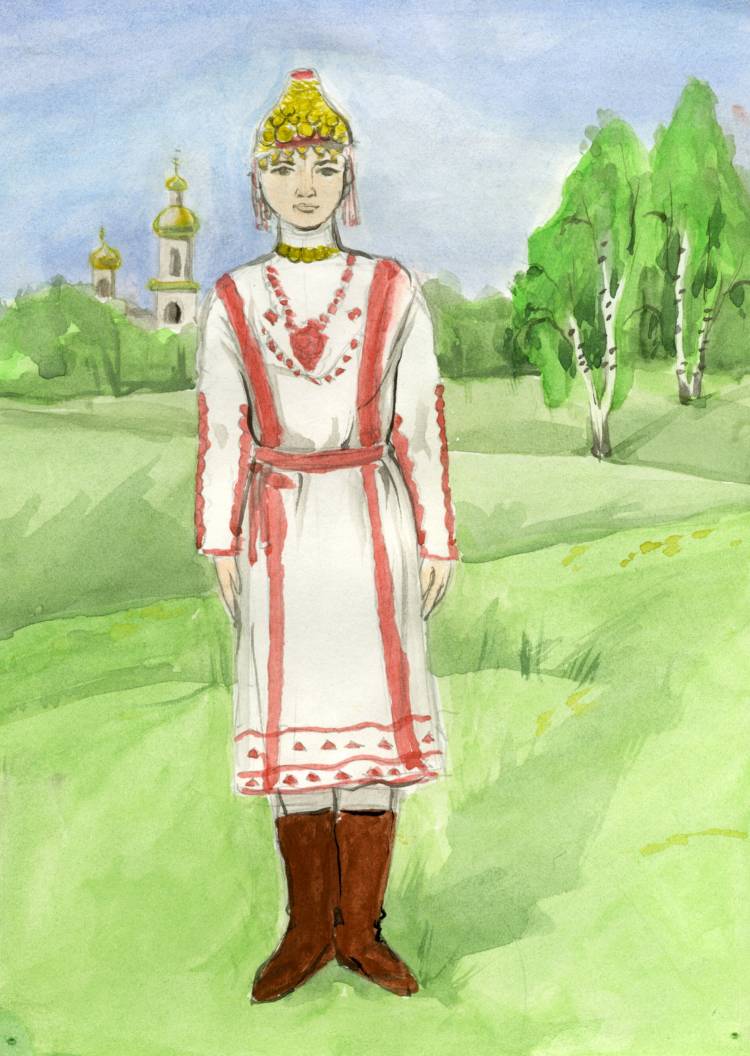 Марийский костюм рисунок для детей