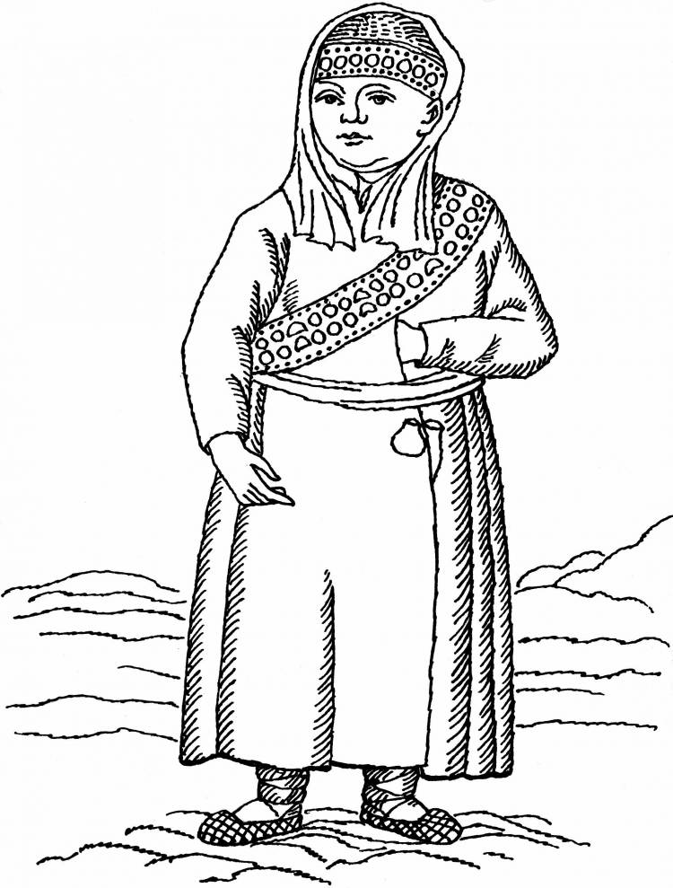 Раскраски Марийский национальный костюм 