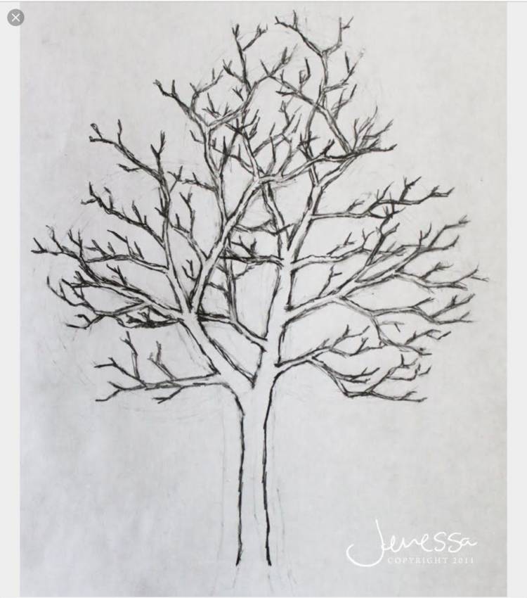 Зимнее дерево рисунок карандашом