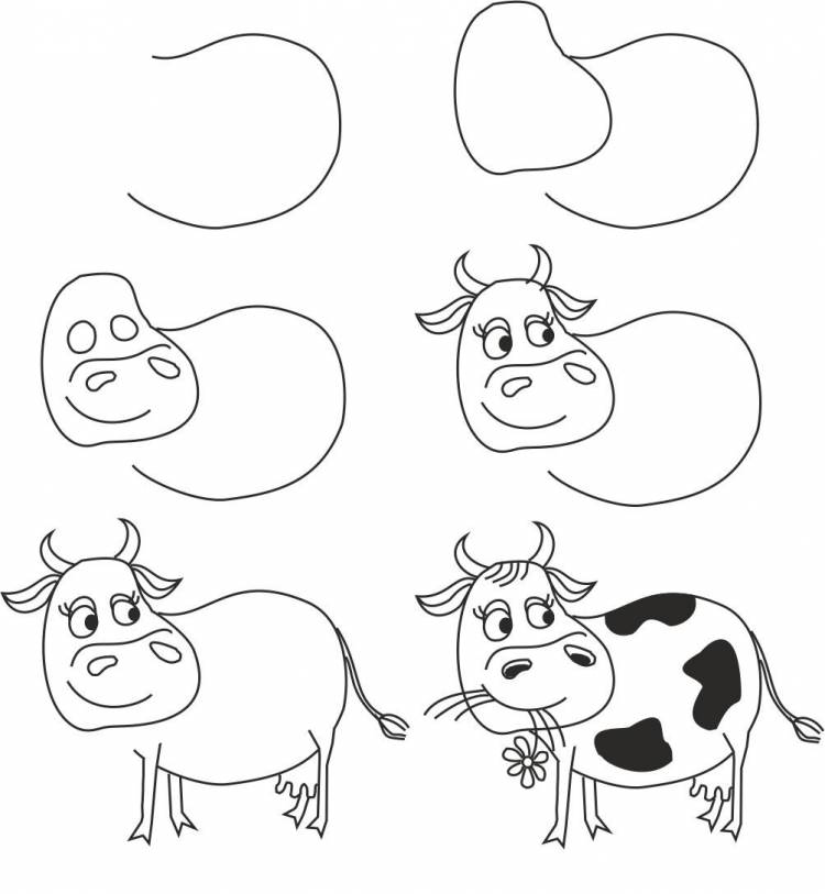 Корова рисунок поэтапно