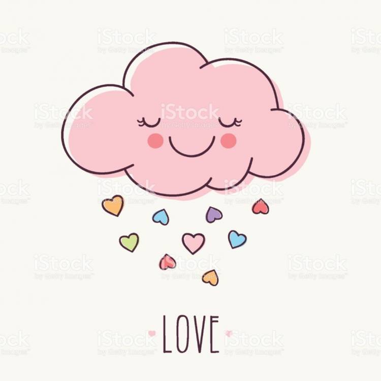 Hand drawn pink love cloud