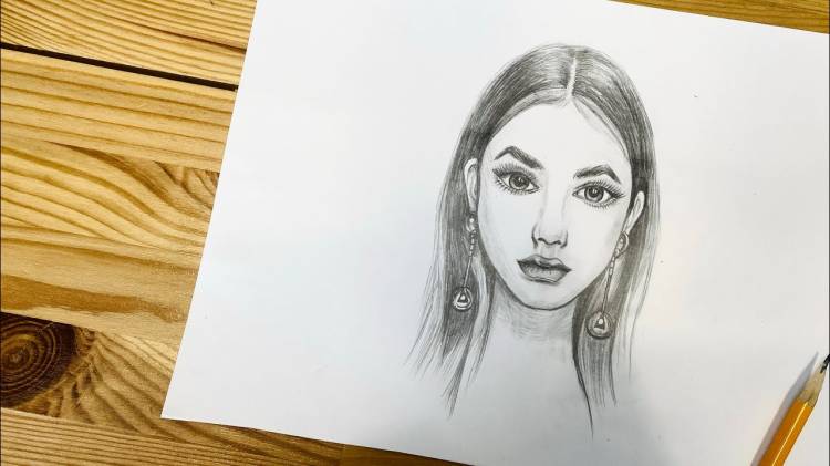 Скетч портрет карандашом лицо девушки