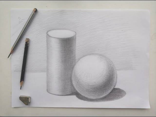 рисунок в графике для начинающих ,шар и цилиндр