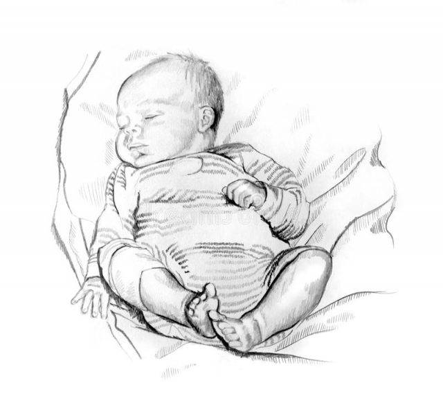 Рисунки карандашом лицо младенца 