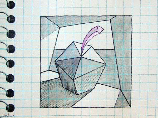 Рисунок простым карандашом кубизм 