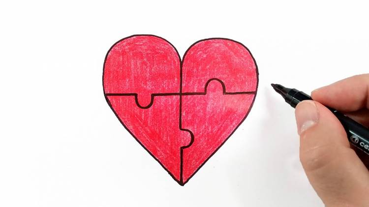 Простые рисунки, Как нарисовать Сердечко ПАЗЛ