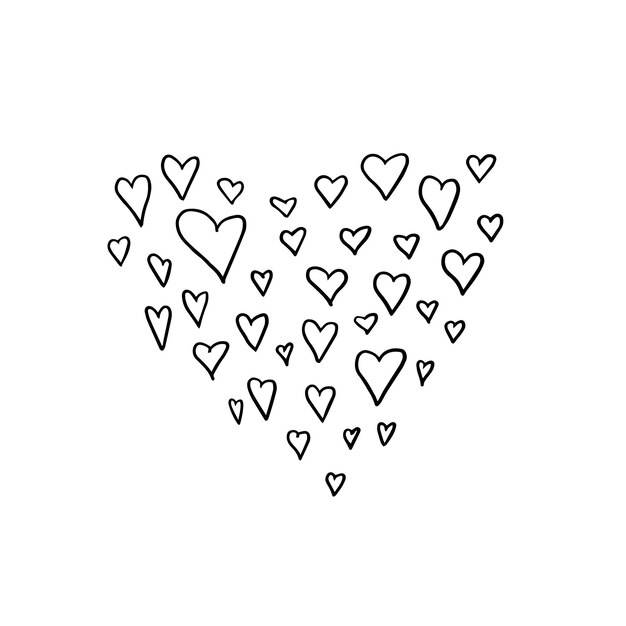 Простые каракули векторные сердечки для упаковки и дизайна плакатов ко дню святого валентина