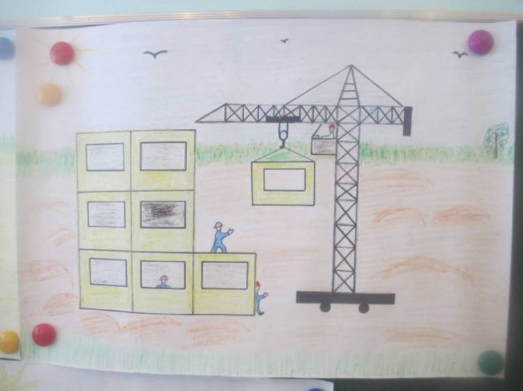 Конспект занятия по рисованию в старшей группе «Строители строят дома» 