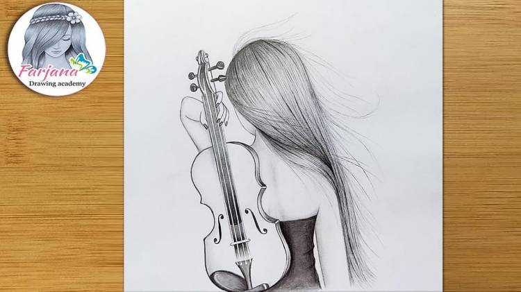 Как нарисовать скрипку и скрипачку