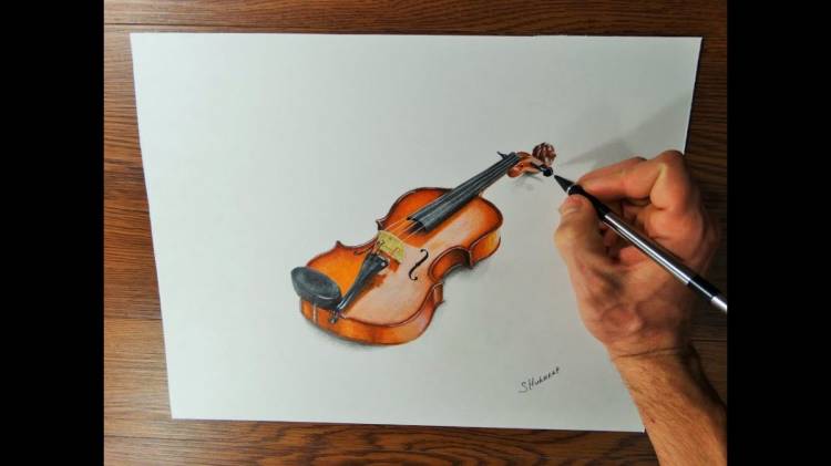 как нарисовать скрипку