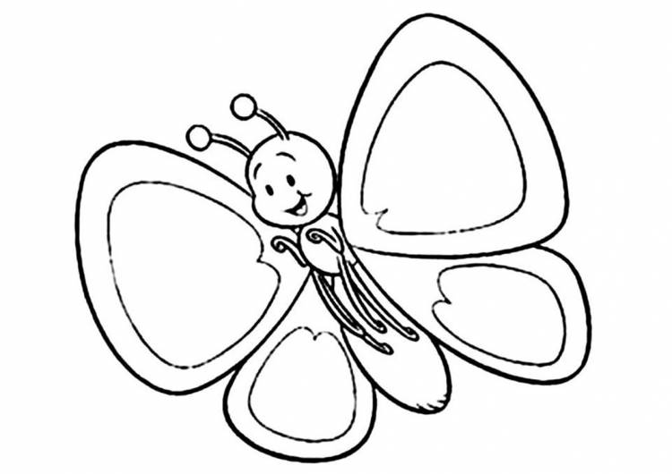 Раскраска Бабочка для малышей распечатать