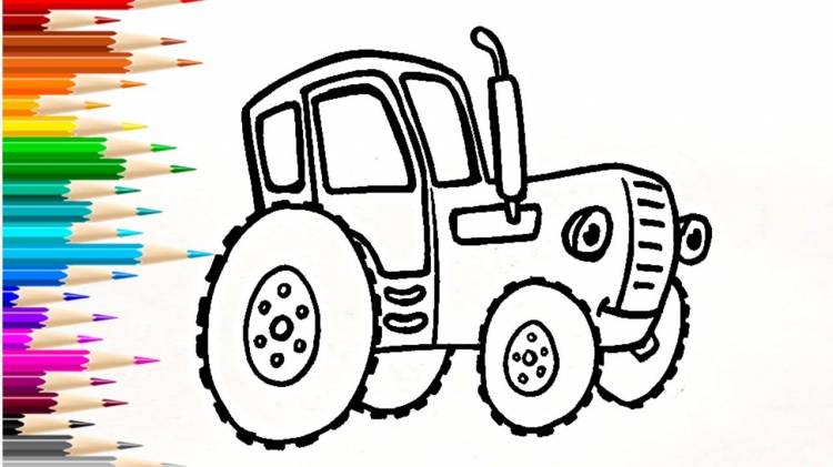 Как нарисовать синий трактор