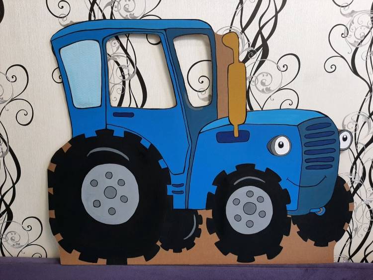 Синий трактор рисунок карандашом