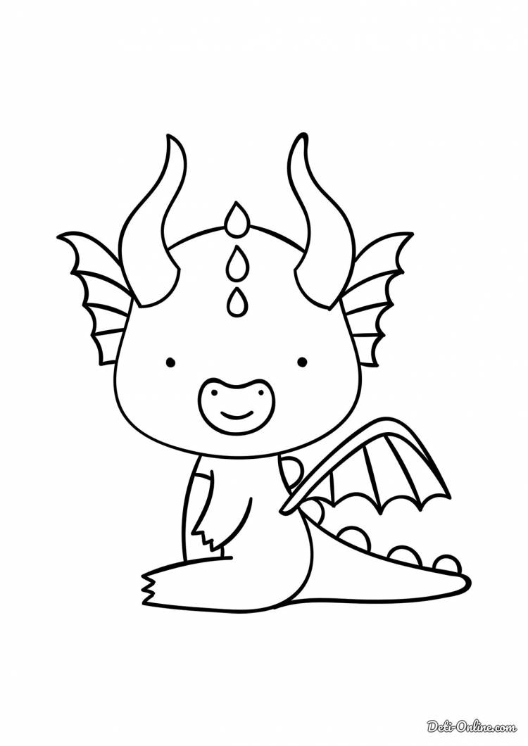 Раскраска Простой дракон для малышей распечатать или скачать
