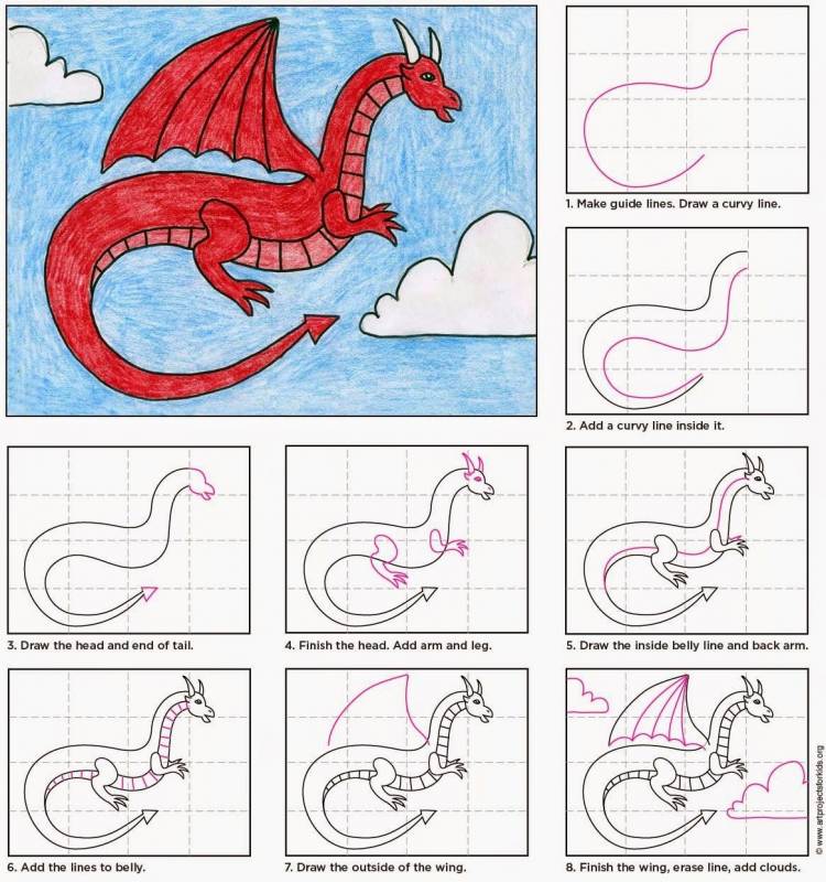 Рисунок дракон простой для детей