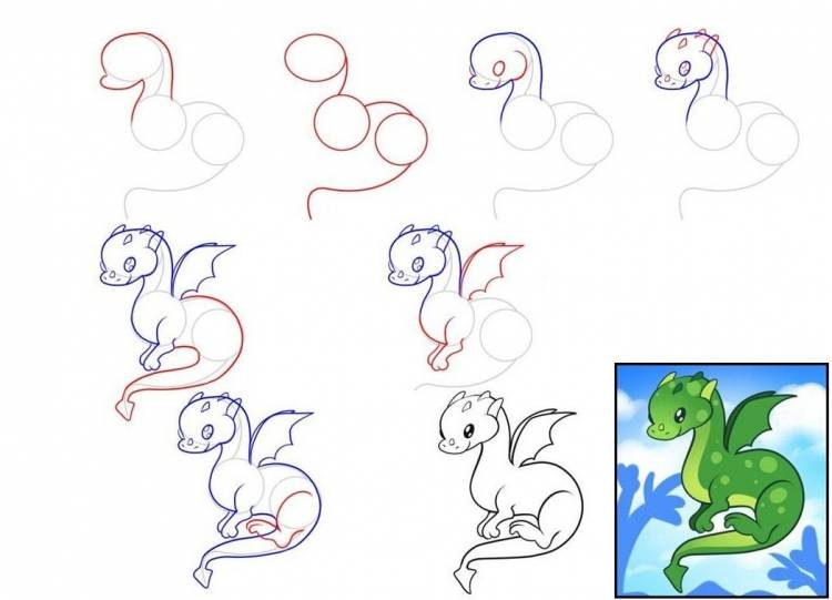 Детские рисунки дракона карандашом