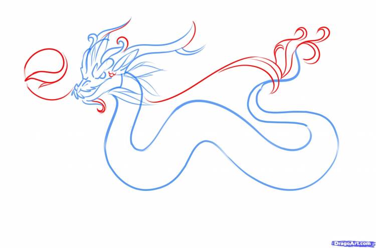 Китайский дракон простой рисунок