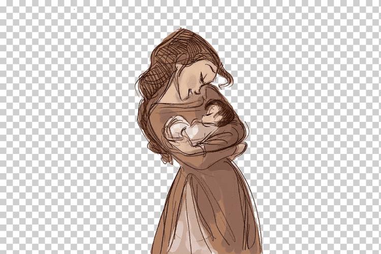 Рисунок ребенка Мать Младенца Эскиз, Мать с ребенком на руках, ребенок, окрашены, рука png